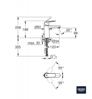 MEDIDAS MONOMANDO LAVABO M EUROSMART COSMOPOLITAN GROHE